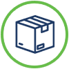 Unavailable Inventory - Sleepnet Corporation Package delivery icon: blue-outlined cardboard box inside a green circular badge