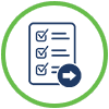 Managed inventory - Sleepnet Corporation Clipboard with a three-item checklist and a right-arrow action inside a green circular badge, suggesting a task or submission.